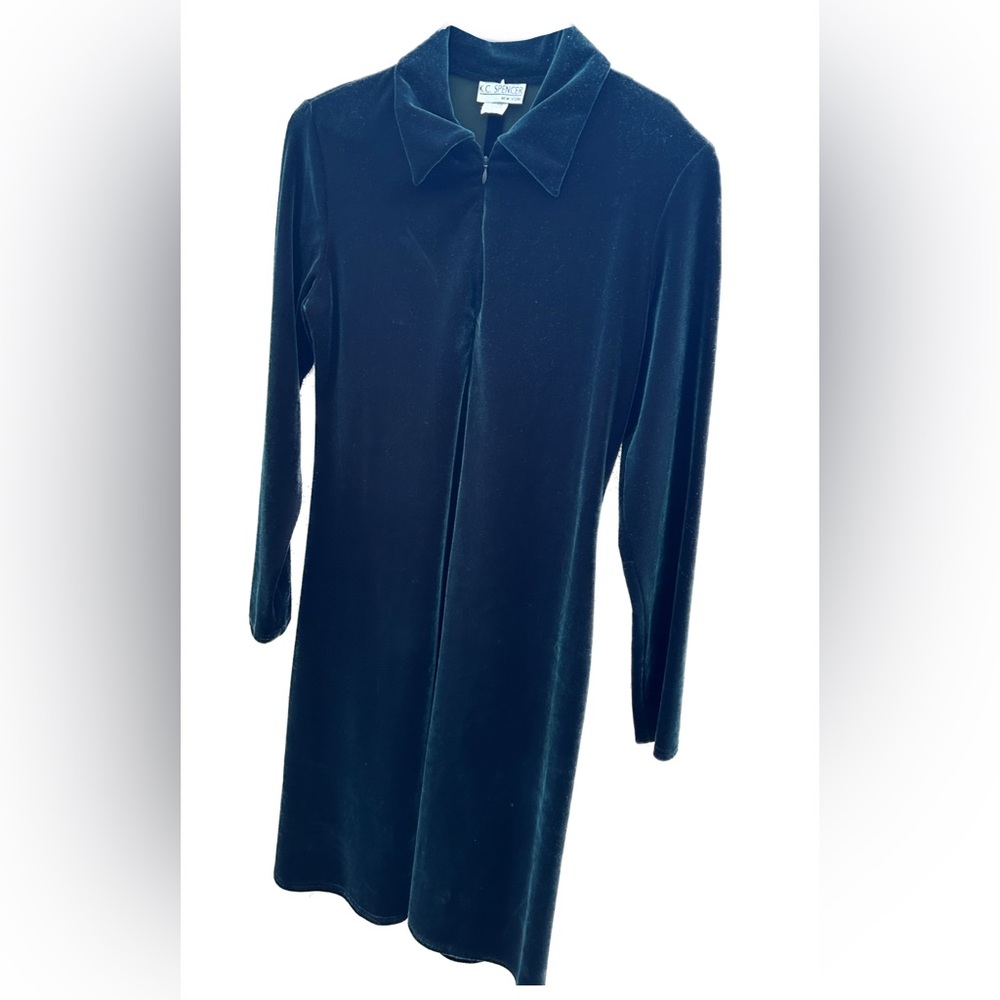 Vintage 90s K.C Spencer Velvet Emerald Green Dress